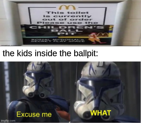 WHAAAAAAAAAAAAAAAAAAAAAAAAAAAAAT?! | the kids inside the ballpit: | image tagged in excuse me what | made w/ Imgflip meme maker