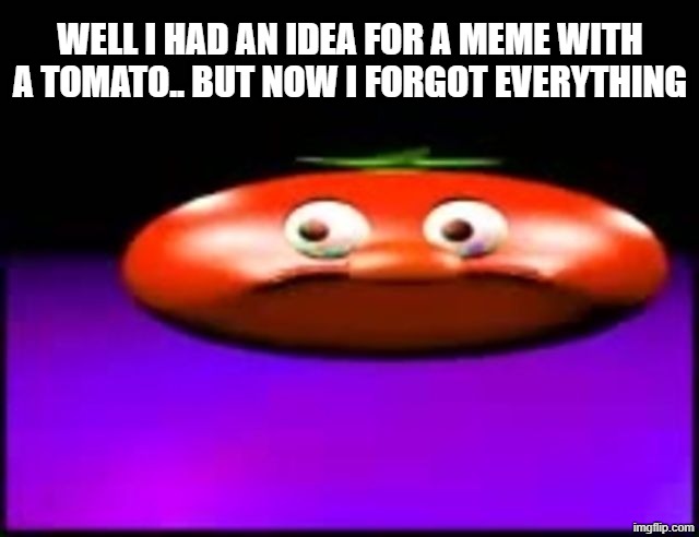 Cynical Tomato | WELL I HAD AN IDEA FOR A MEME WITH A TOMATO.. BUT NOW I FORGOT EVERYTHING | image tagged in cynical tomato | made w/ Imgflip meme maker