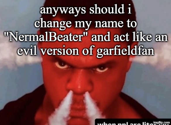 Scary ass ninja | anyways should i change my name to "NermalBeater" and act like an evil version of garfieldfan | image tagged in scary ass ninja | made w/ Imgflip meme maker