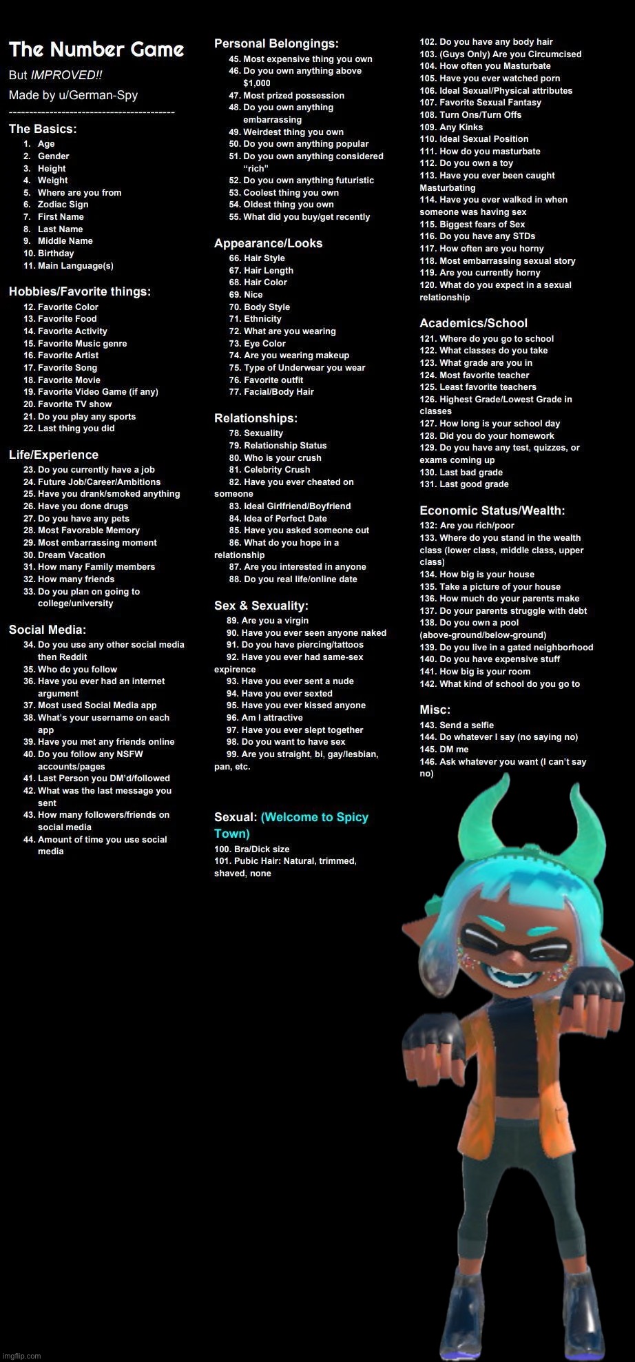 The number game but you’re asking Inkmatas these questions (RP) | image tagged in the number game | made w/ Imgflip meme maker