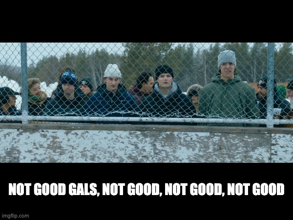 Not good, Gals | NOT GOOD GALS, NOT GOOD, NOT GOOD, NOT GOOD | image tagged in shoresy,hockey,dissapointment,dissapointed,blueberry buddies | made w/ Imgflip meme maker