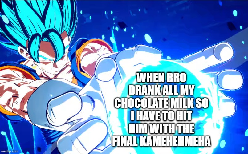 THIS IS THE END FOR YOU | WHEN BRO DRANK ALL MY CHOCOLATE MILK SO I HAVE TO HIT HIM WITH THE FINAL KAMEHEHMEHA | image tagged in final kamehaemehaaaaa | made w/ Imgflip meme maker