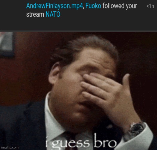 andrew found the anonymous stream | image tagged in i guess bro | made w/ Imgflip meme maker