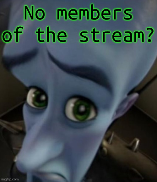 There is no members of my very small stream | No members of the stream? | image tagged in megmind | made w/ Imgflip meme maker