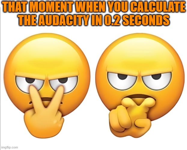 audacity | THAT MOMENT WHEN YOU CALCULATE THE AUDACITY IN 0.2 SECONDS | image tagged in memes | made w/ Imgflip meme maker