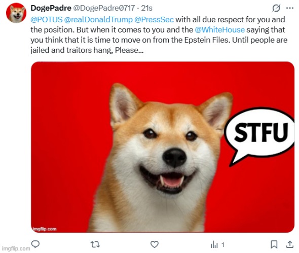 We can not let this one fade! | image tagged in jeffrey epstein,epstein,press secretary,maga,america first,donald trump | made w/ Imgflip meme maker