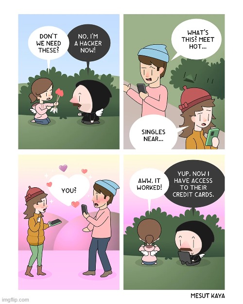 image tagged in cupid,hacker,phones,credit cards,valentine's day,happy valentine's day | made w/ Imgflip meme maker