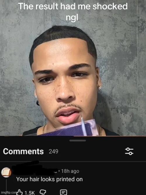 image tagged in hair,print,printed | made w/ Imgflip meme maker