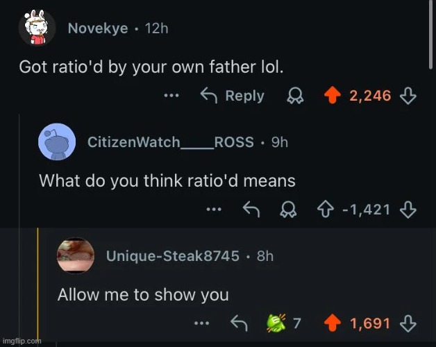image tagged in father,ratio,upvotes,downvotes,reddit,haha | made w/ Imgflip meme maker