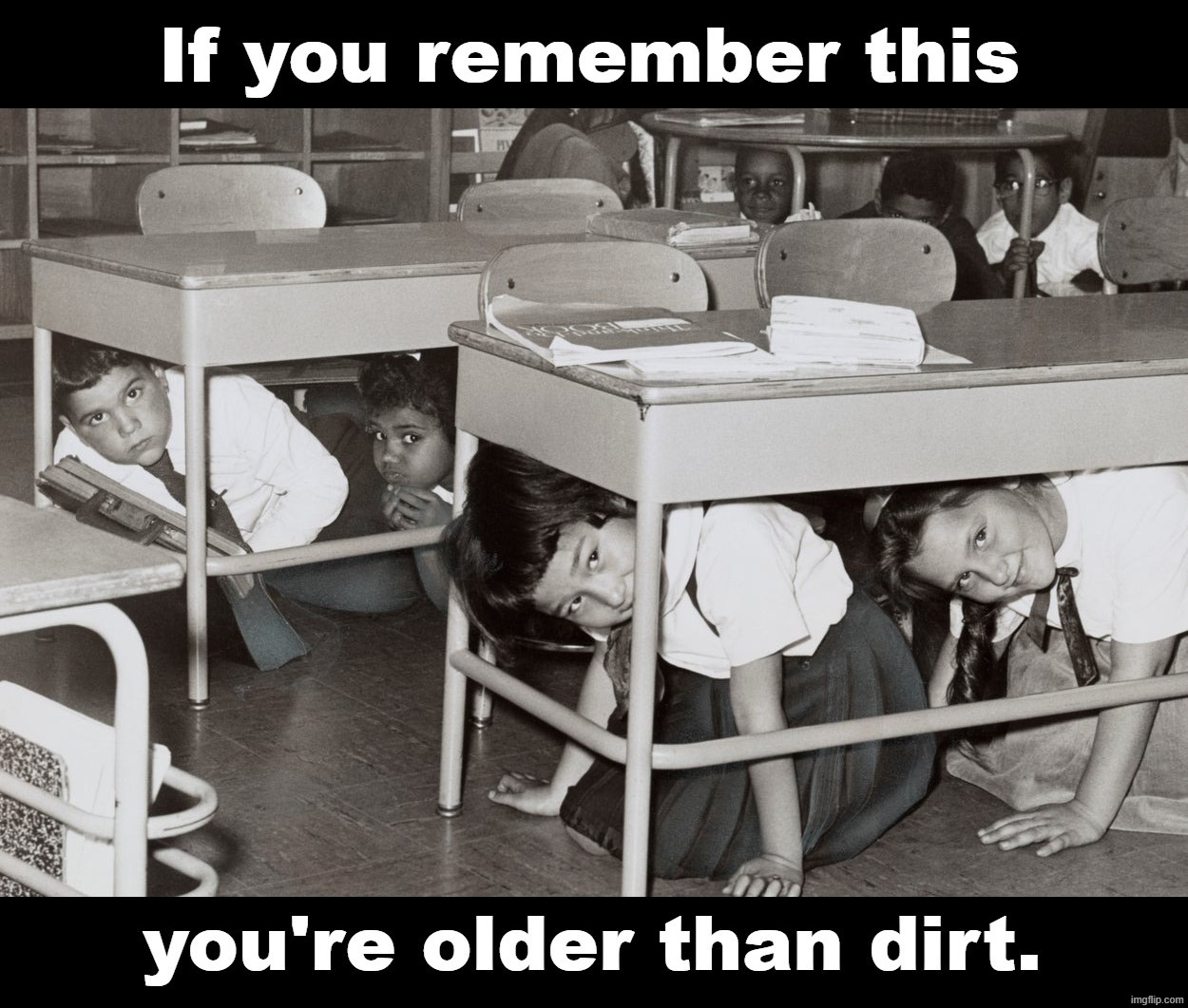 Remember when the government told you this would protect you? | image tagged in older than dirt,government corruption,lemmings,sheep,sheeple,cold war | made w/ Imgflip meme maker