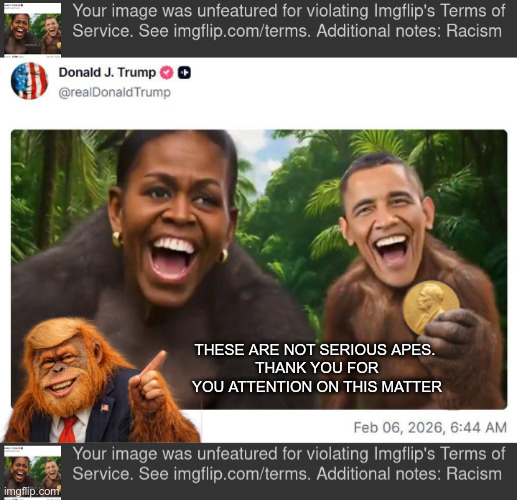 Fixed again | THESE ARE NOT SERIOUS APES. 
THANK YOU FOR YOU ATTENTION ON THIS MATTER | made w/ Imgflip meme maker