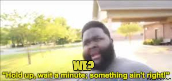 something aint right | WE? | image tagged in something aint right | made w/ Imgflip meme maker