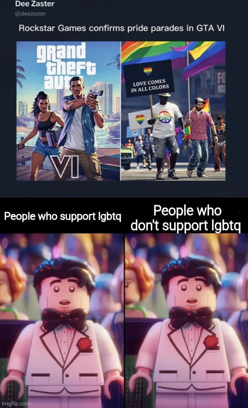 People who support lgbtq; People who don't support lgbtq | image tagged in meme,memes,funny,funny memes,funny meme | made w/ Imgflip meme maker