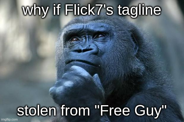 why? | why if Flick7's tagline; stolen from "Free Guy" | image tagged in deep thoughts | made w/ Imgflip meme maker