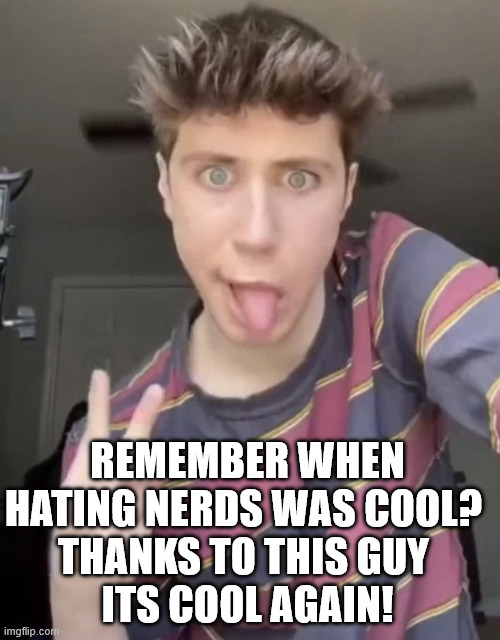 Remember when hating nerds was cool | REMEMBER WHEN HATING NERDS WAS COOL? 
THANKS TO THIS GUY 
ITS COOL AGAIN! | image tagged in sam altman,funny,nerds,hating,chatgpt,artificial intelligence | made w/ Imgflip meme maker