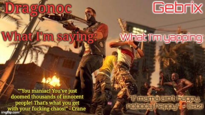 Dragonoc and Gebrix announcement Blank Meme Template