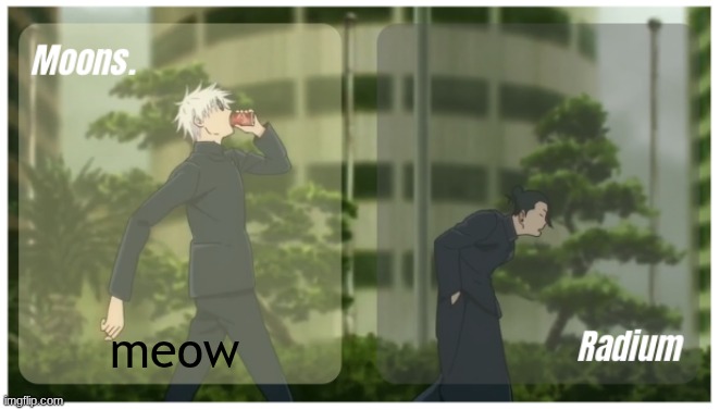 Moons. & Radium temp. | meow | image tagged in moons radium temp | made w/ Imgflip meme maker