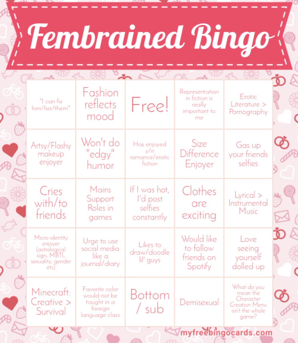 High Quality Fembrained Bingo Blank Meme Template