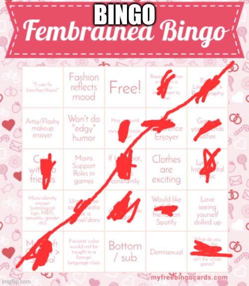 Fembrained Bingo | BINGO | image tagged in fembrained bingo | made w/ Imgflip meme maker