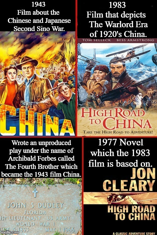 China/High Road To China
Double Feature | 1983 
Film that depicts   The Warlord Era of 1920's China. | image tagged in china,alan ladd,high road to china,tom selleck,google images,memes | made w/ Imgflip meme maker