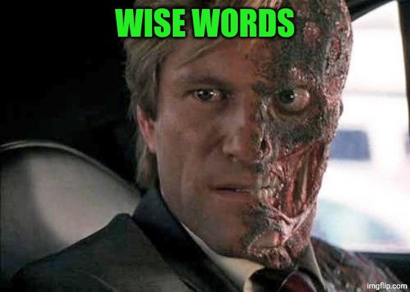 Two face | WISE WORDS | image tagged in two face | made w/ Imgflip meme maker