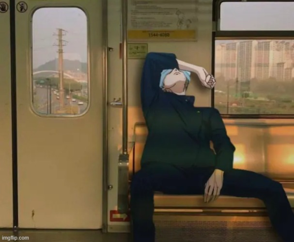 Sad Gojo on train | image tagged in sad gojo on train | made w/ Imgflip meme maker