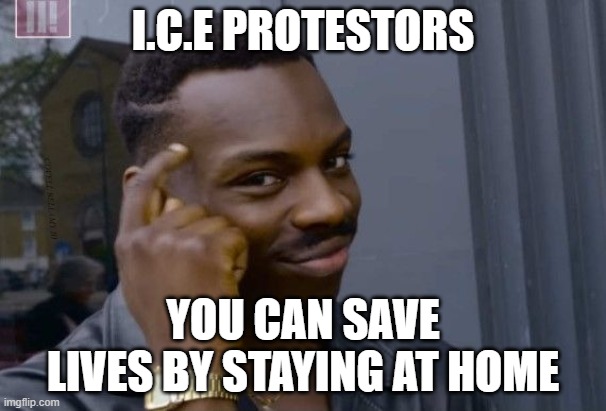 Wearing A Mask Could Save Lives Or Fashion Statement | I.C.E PROTESTORS; YOU CAN SAVE LIVES BY STAYING AT HOME | image tagged in wearing a mask could save lives or fashion statement | made w/ Imgflip meme maker