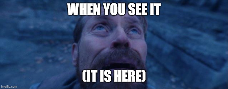 looking up | WHEN YOU SEE IT; (IT IS HERE) | image tagged in looking up | made w/ Imgflip meme maker