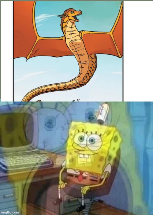 Sunny from WoF as a worm. | image tagged in spongebob inner scream,wings of fire,spongebob | made w/ Imgflip meme maker