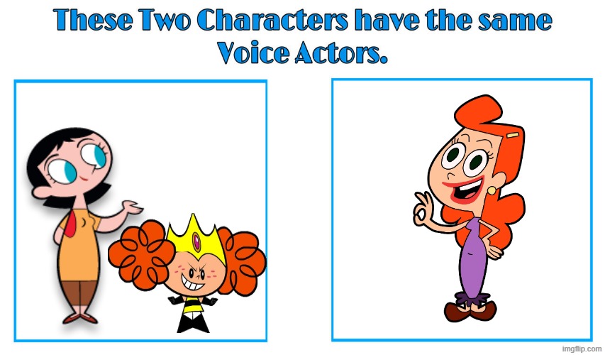 Jennifer Hale 2 | image tagged in same voice actor,jennifer hale,powerpuff girls,the grim adventures of billy and mandy,cartoon network,billy and mandy | made w/ Imgflip meme maker