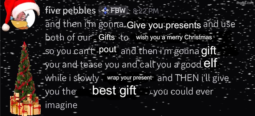 Merry christmas | Give you presents; Gifts; wish you a merry Christmas; pout; gift; elf; wrap your present; best gift | made w/ Imgflip meme maker