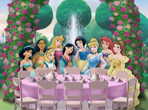 The eight original Disney Princesses with Alice Blank Meme Template
