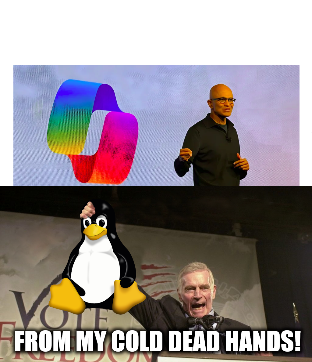 microsoft can take linux from my cold dead hands Blank Meme Template