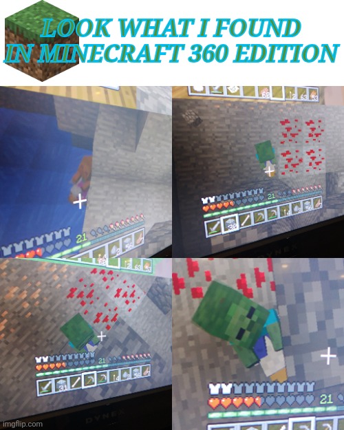 Super rare encounter! | LOOK WHAT I FOUND IN MINECRAFT 360 EDITION | image tagged in minecraft,gaming,xbox,chicken jockey | made w/ Imgflip meme maker