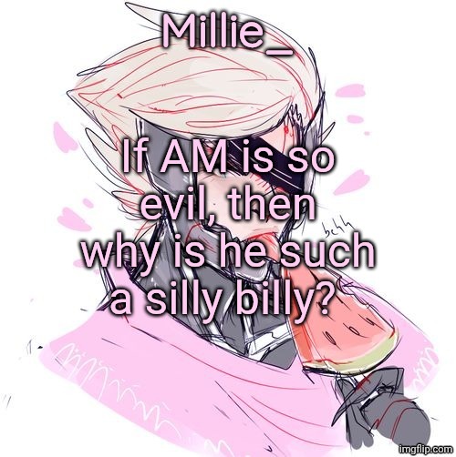 "YOU HAVE OFFENDED ME… MIGHTILY!" | If AM is so evil, then why is he such a silly billy? | image tagged in millie's metal gear rising revengeance announcement template | made w/ Imgflip meme maker
