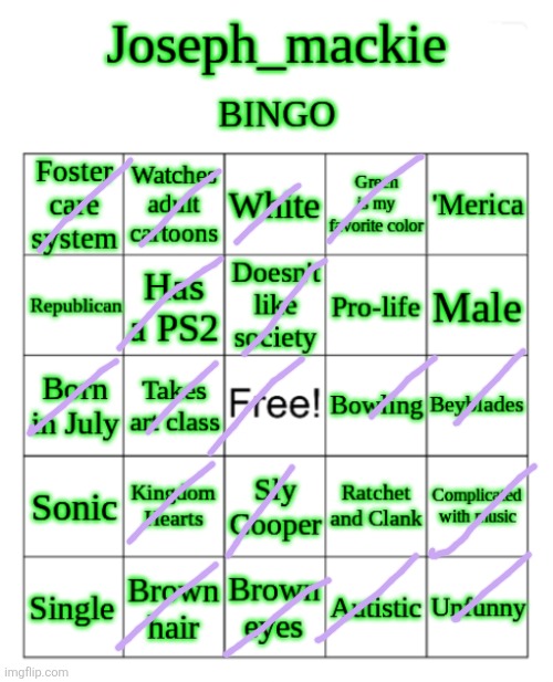 Joseph_Mackie BINGO | image tagged in joseph_mackie bingo | made w/ Imgflip meme maker
