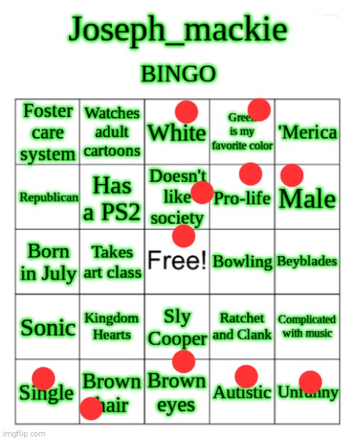 Joseph_Mackie BINGO | image tagged in joseph_mackie bingo | made w/ Imgflip meme maker