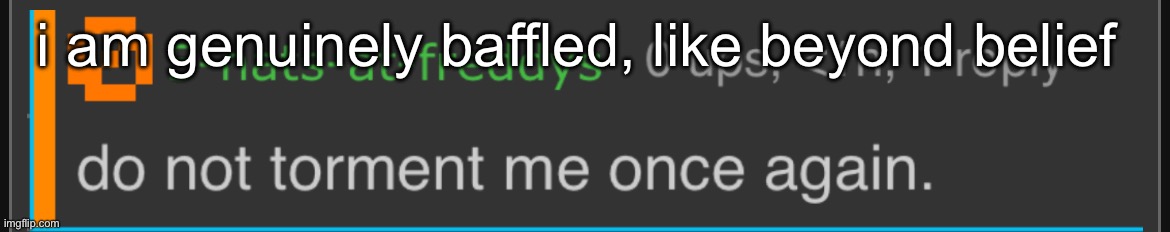 do not torment me once again. | i am genuinely baffled, like beyond belief | image tagged in do not torment me once again | made w/ Imgflip meme maker