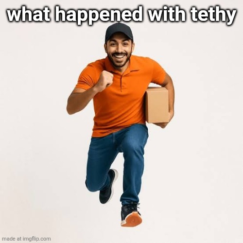 aka jetstream sammy | what happened with tethy | image tagged in delivery man running | made w/ Imgflip meme maker