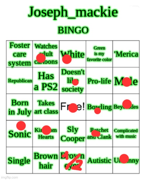 Joseph_Mackie BINGO | image tagged in joseph_mackie bingo | made w/ Imgflip meme maker