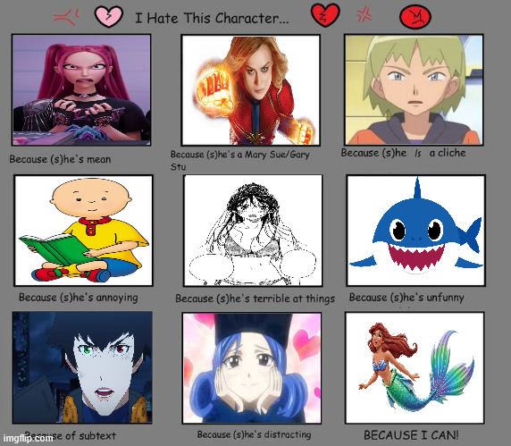 i hate this character | image tagged in i hate this character,media,disgrace,memes,baby shark,garbage | made w/ Imgflip meme maker