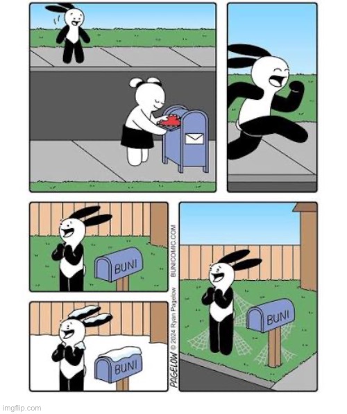 Buni Comics | image tagged in comics,buni comics,valentines day,mailbox,girl bunny,waiting | made w/ Imgflip meme maker