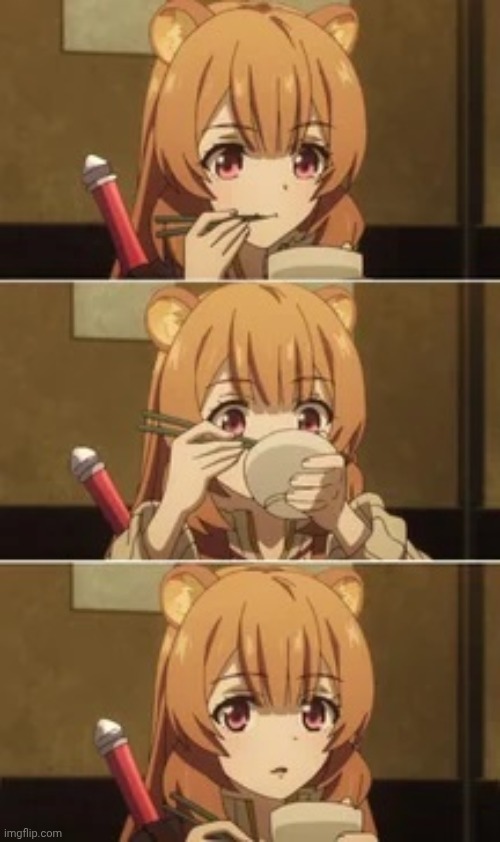 Raphtalia Disguted Eating | image tagged in raphtalia disguted eating | made w/ Imgflip meme maker