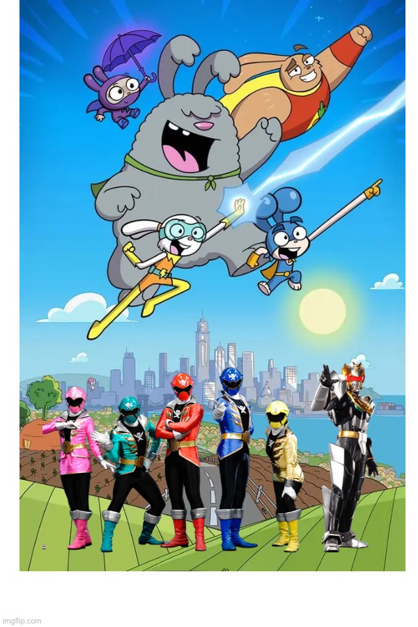 Super Duper Bunny League (Power Rangers Super Megaforce style) | image tagged in bunny,superheroes,power rangers | made w/ Imgflip meme maker