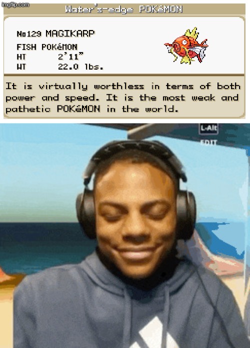 they didnt have to do magikarp like that bro | image tagged in speed laughing | made w/ Imgflip meme maker