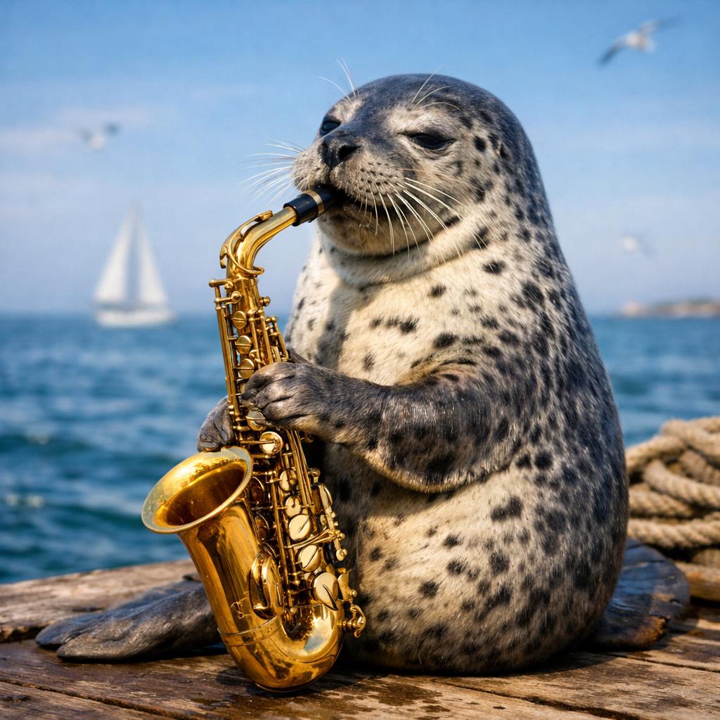 seal playing the saxaphone Blank Meme Template