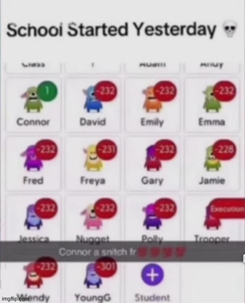 RIP Trooper... | image tagged in class,connor snitching bro | made w/ Imgflip meme maker