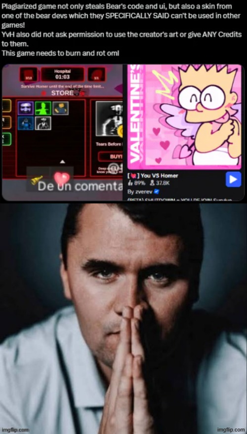 image tagged in charlie kirk praying | made w/ Imgflip meme maker