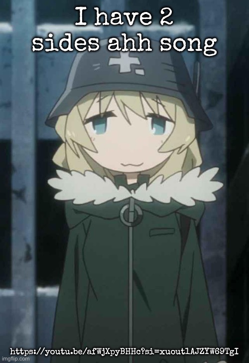 yuuri :3 | I have 2 sides ahh song; https://youtu.be/afWjXpyBHHc?si=xuout1AJZYW69TgI | image tagged in yuuri 3 | made w/ Imgflip meme maker