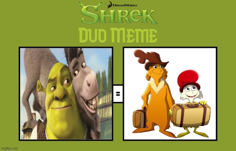 Guy and Sam as Shrek and Donkey | image tagged in shrek and donkey duo meme | made w/ Imgflip meme maker